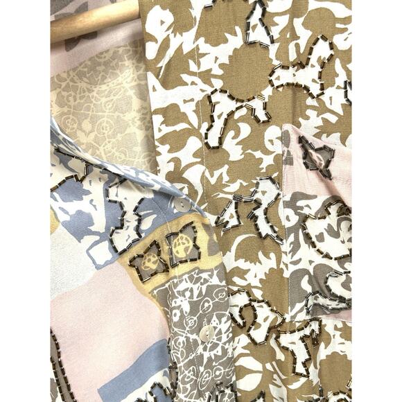 Cache Vintage 90s Beaded Artsy Patchwork Rayon Button Blouse Women’s L/XL - Picture 9 of 9